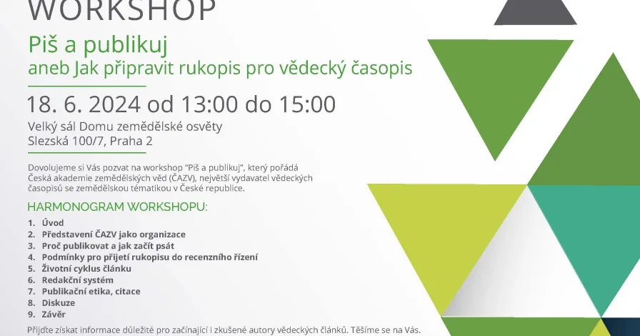 Workshop „Piš a publikuj aneb Jak připravit rukopis pro vědecký časopis“