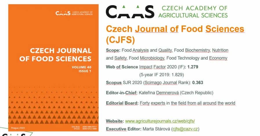 Prezentace časopisu Czech Journal of Food Sciences na konferenci Mléko a sýry 2022