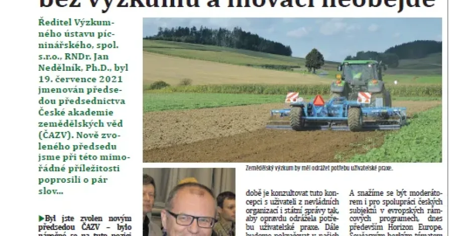 Rozhovor s předsedou předsednictva ČAZV v časopise Agrární obzor