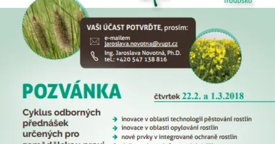 Pozvánka k účasti na seminářích pro zemědělskou praxi