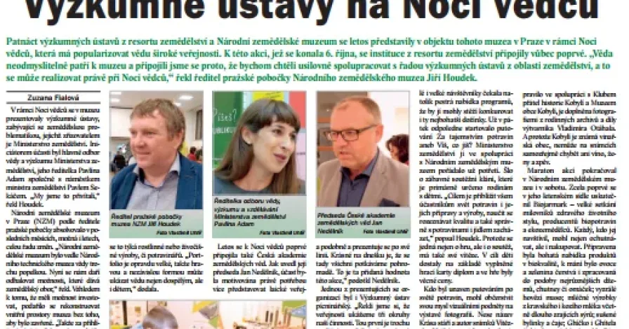 Výzkumné ústavy, včetně ČAZV, na Noci vědců