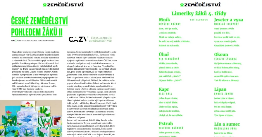 O II. ročníku literární soutěže ČAZV v časopise Zemědělská škola