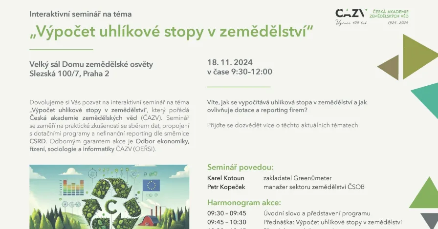 Interaktivní seminář „Výpočet uhlíkové stopy v zemědělství“