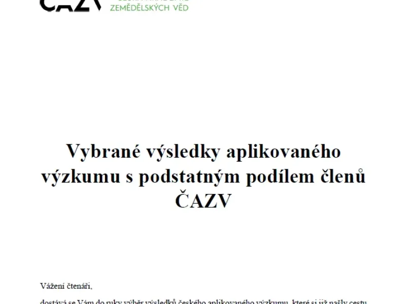 Vybrané výsledky aplikovaného výzkumu s podstatným podílem členů ČAZV