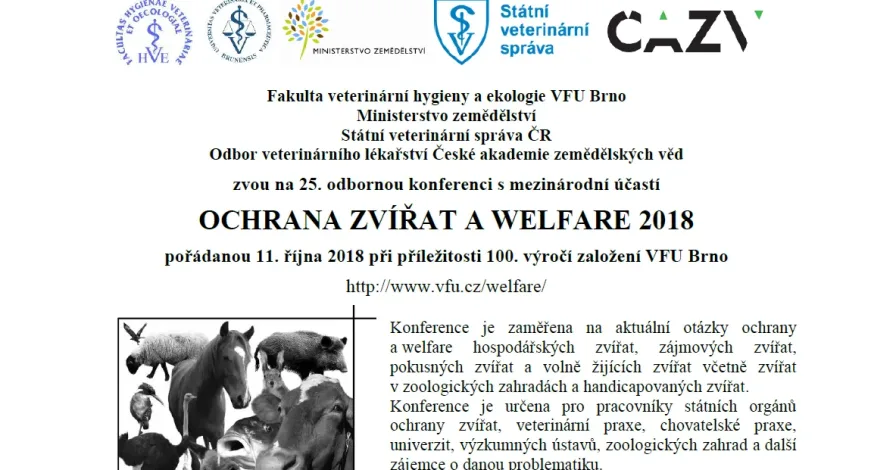 Konference „Ochrana zvířat a welfare 2018“